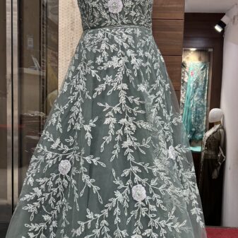 Party Wear Gown (Dark Green)